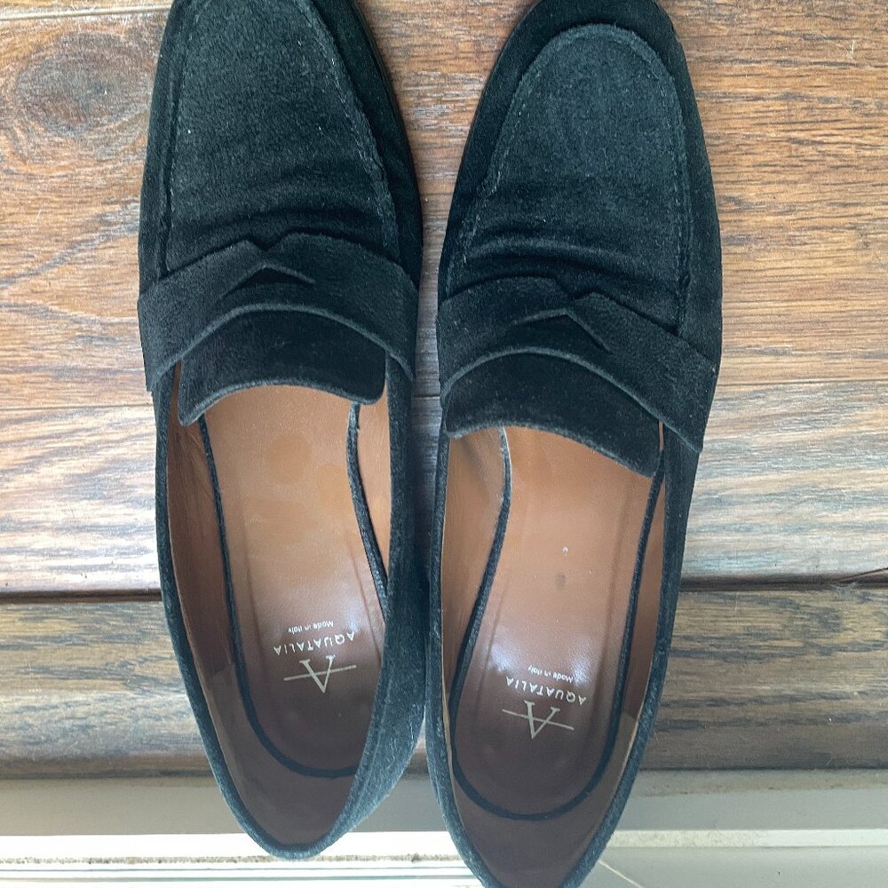 Aquatalia Black Penny Loafer Suede Women’s 8